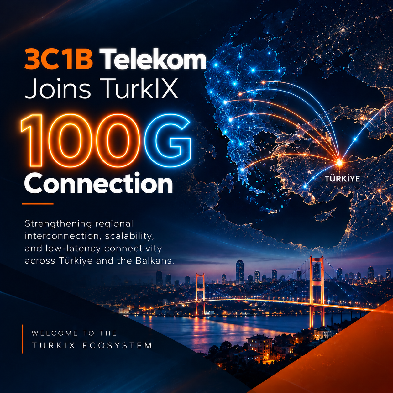 3C1B Telekom се присъедини към TurkIX с 100G връзка