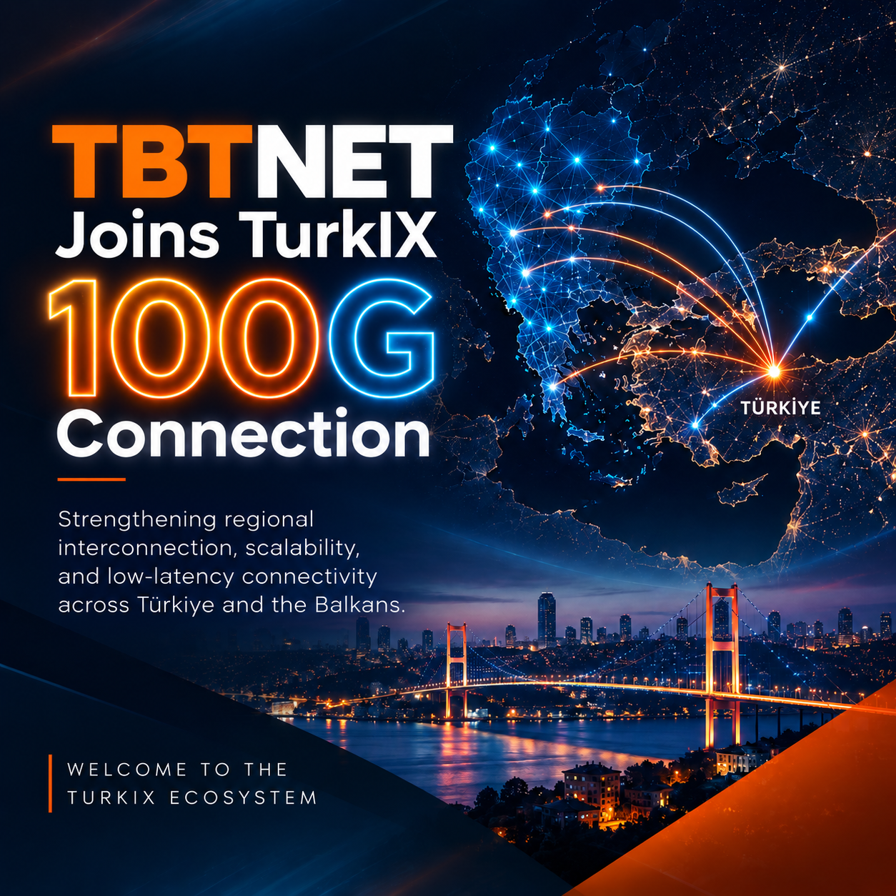 TBTNET се присъедини към TurkIX с 100G връзка