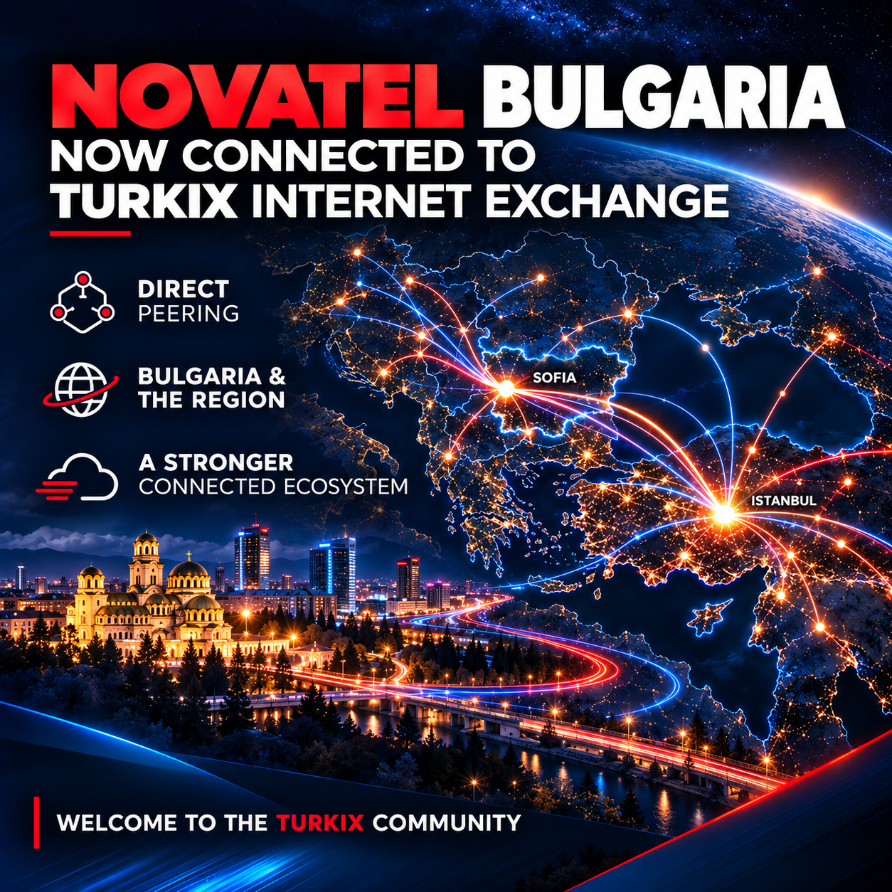 Novatel EOOD се присъедини към TurkIX с 100G връзка
